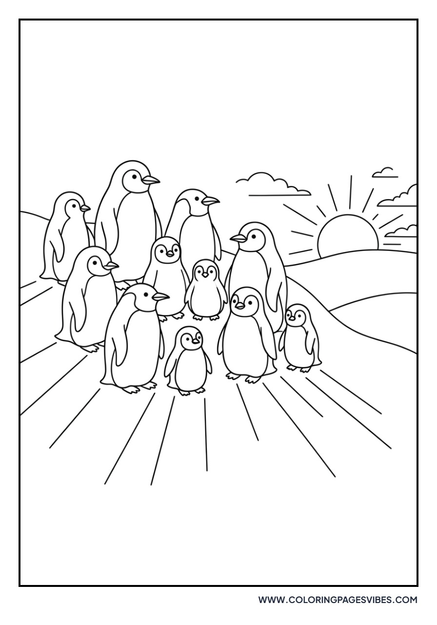 Penguin Colony Sunset
