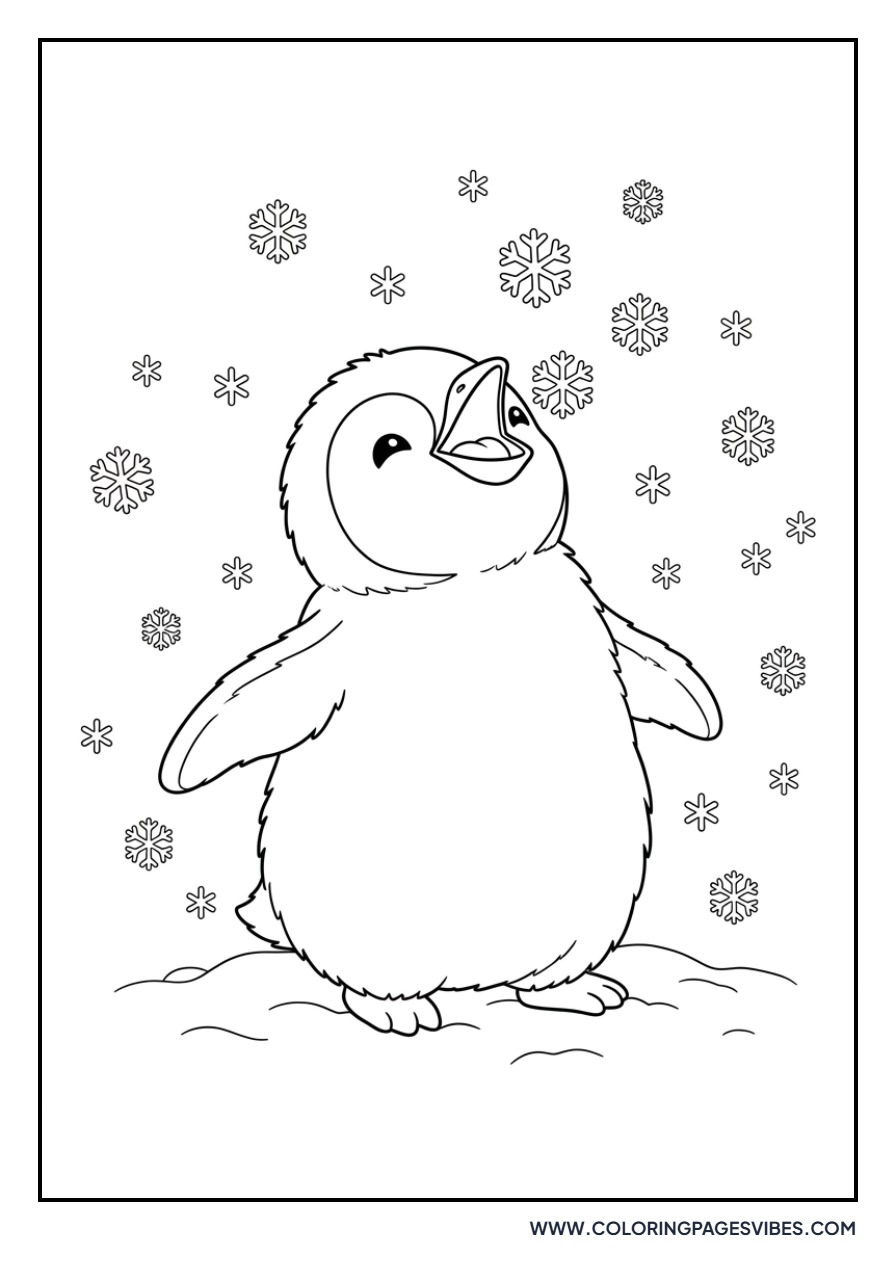 Penguin Eating Snow