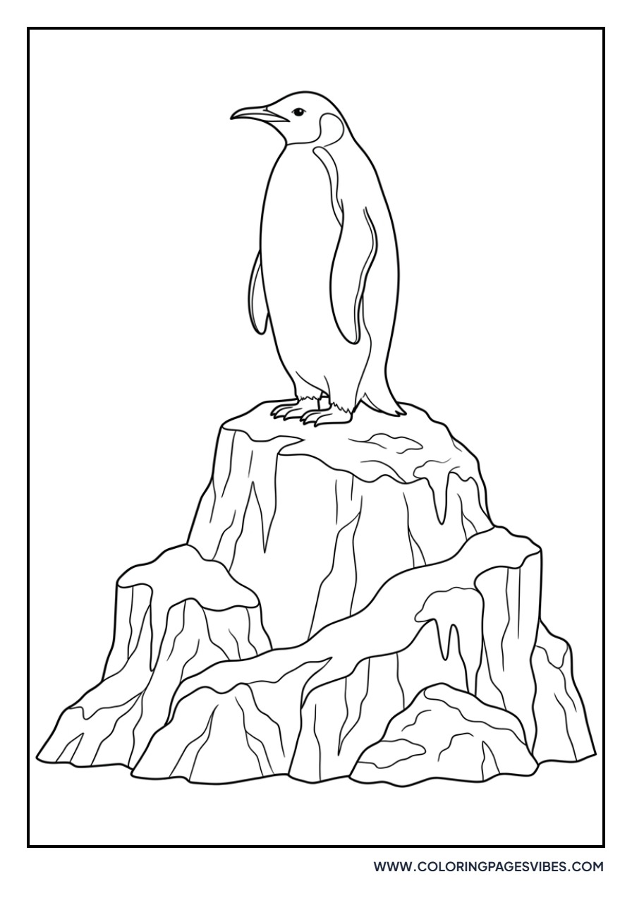 Penguin Standing on Glacier