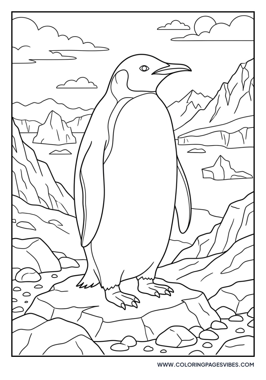 Penguin Standing on Rocks