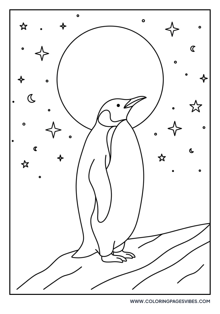 Penguin Under the Moon