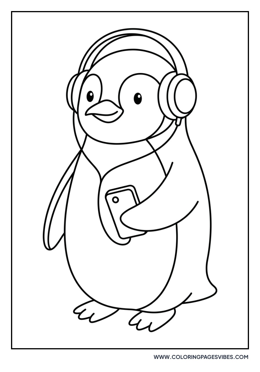 Penguin Wearing Headphones