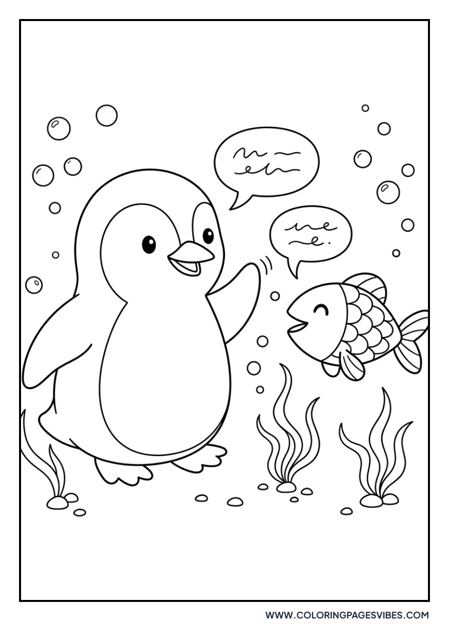 Penguin with Fish Friend
