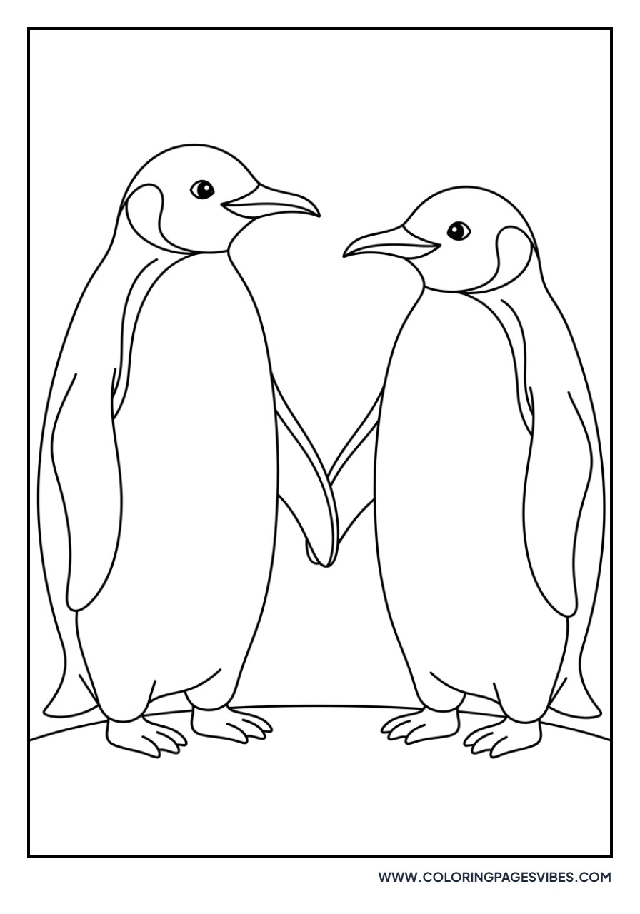 Two Penguins Holding Flippers
