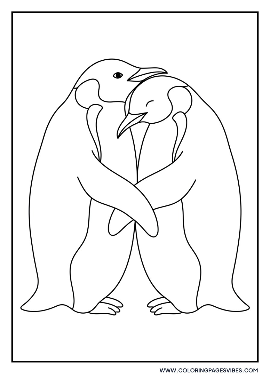 Two Penguins Hugging