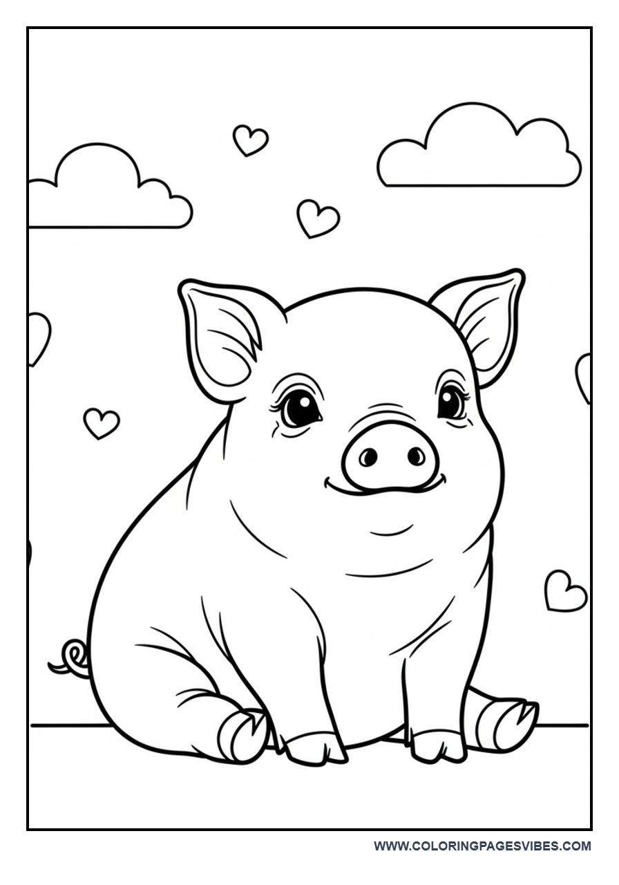 Baby Pig Sitting Coloring Page