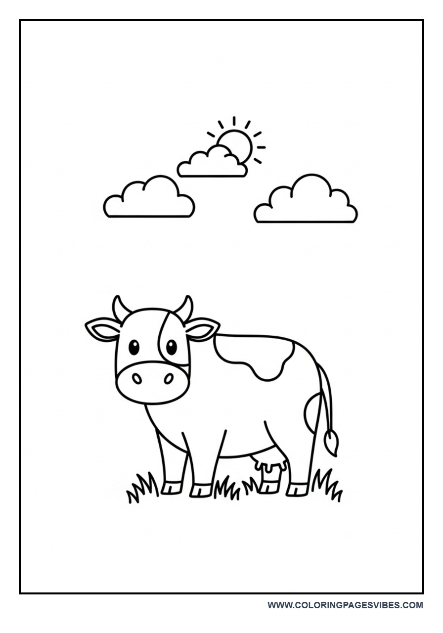Cow in Field Coloring Page