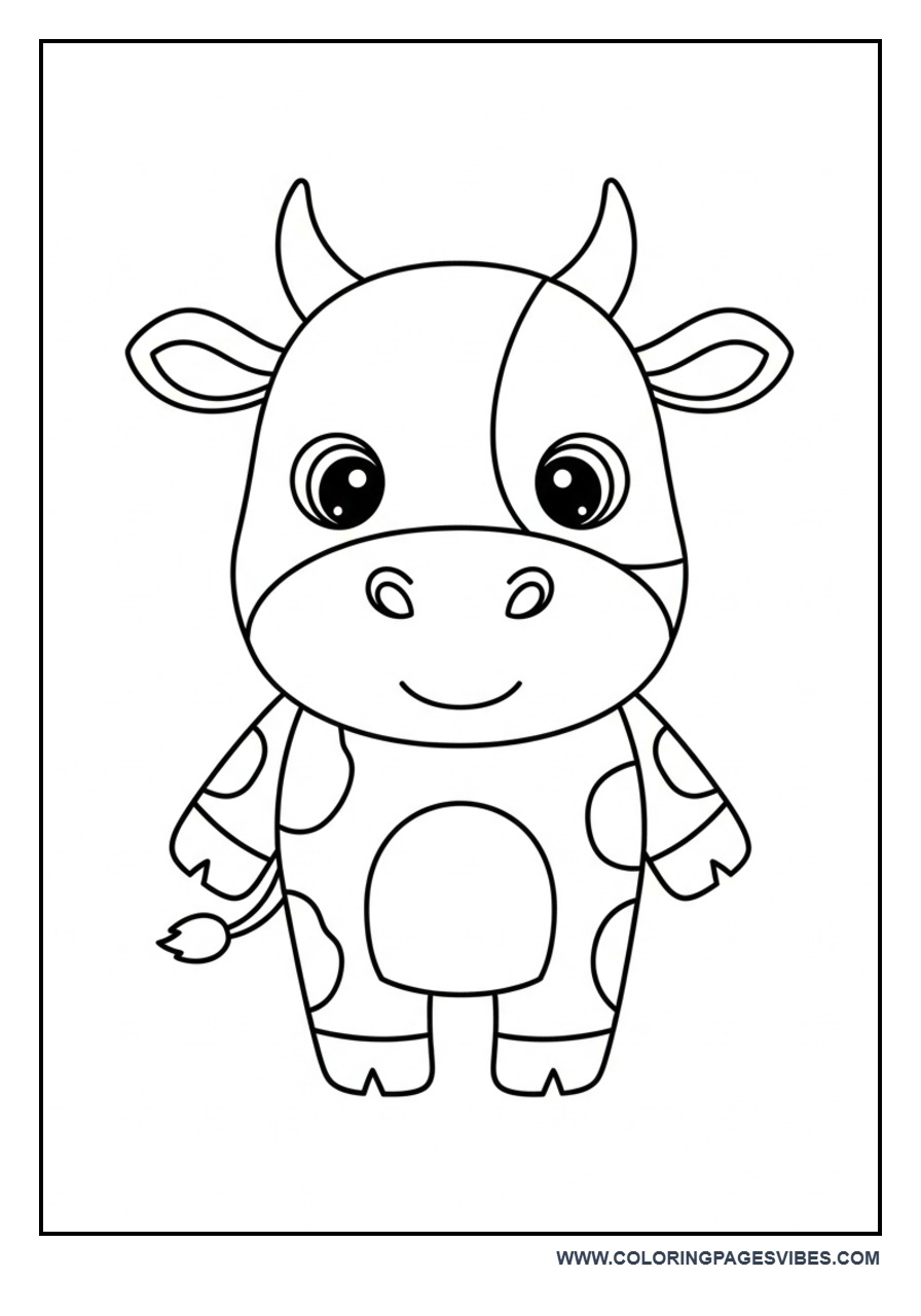 Cute Simple Cow Coloring Page