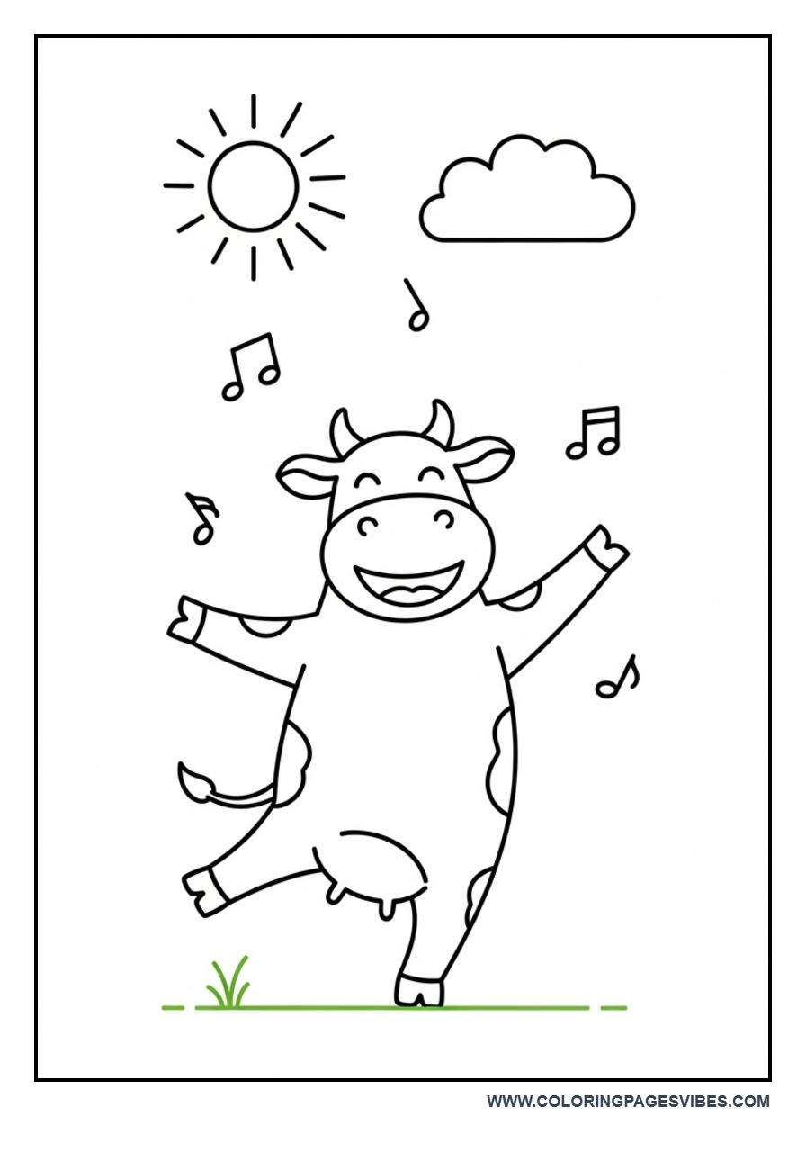 Dancing Cow Coloring Page