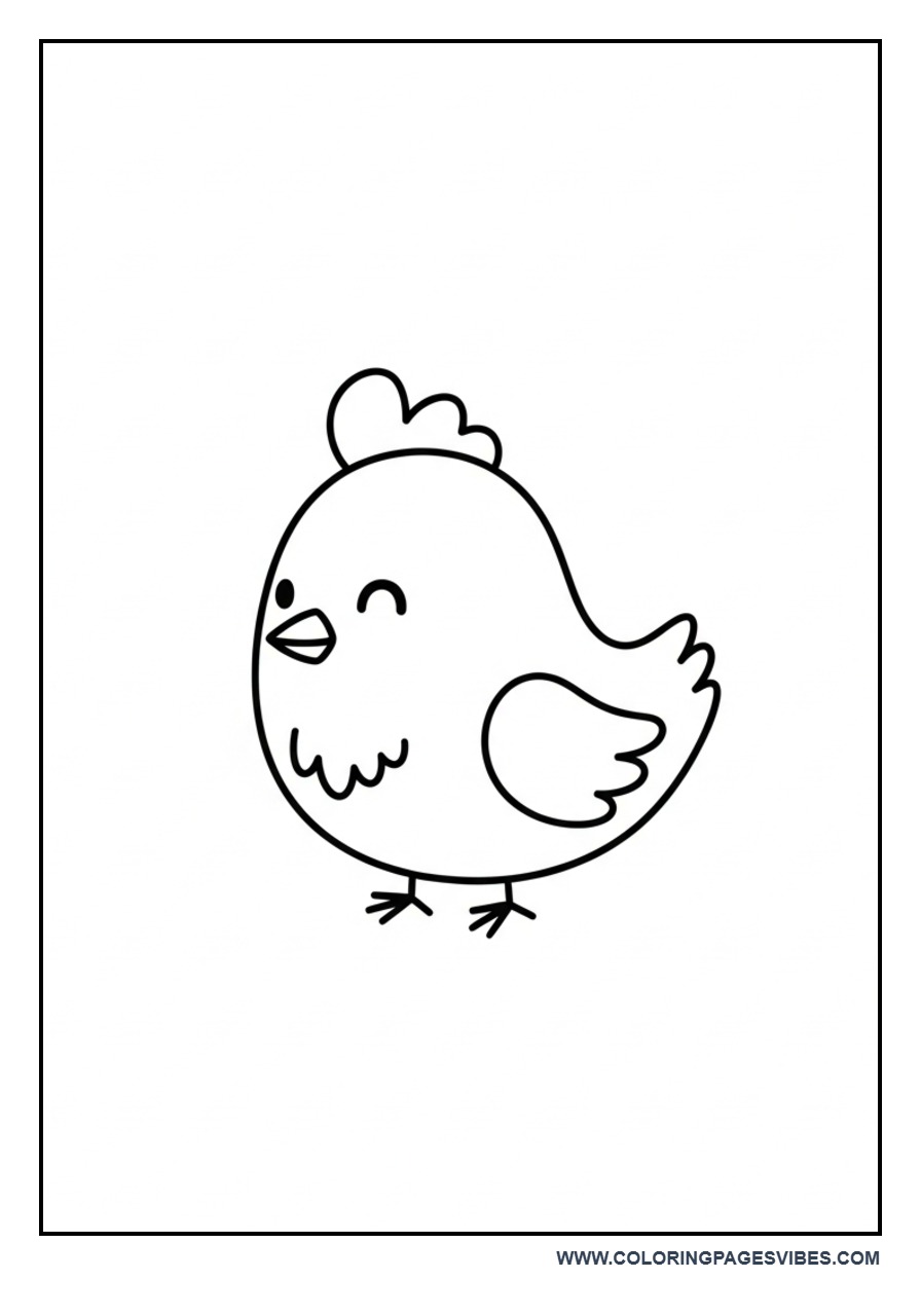 Easy Chicken Coloring Page
