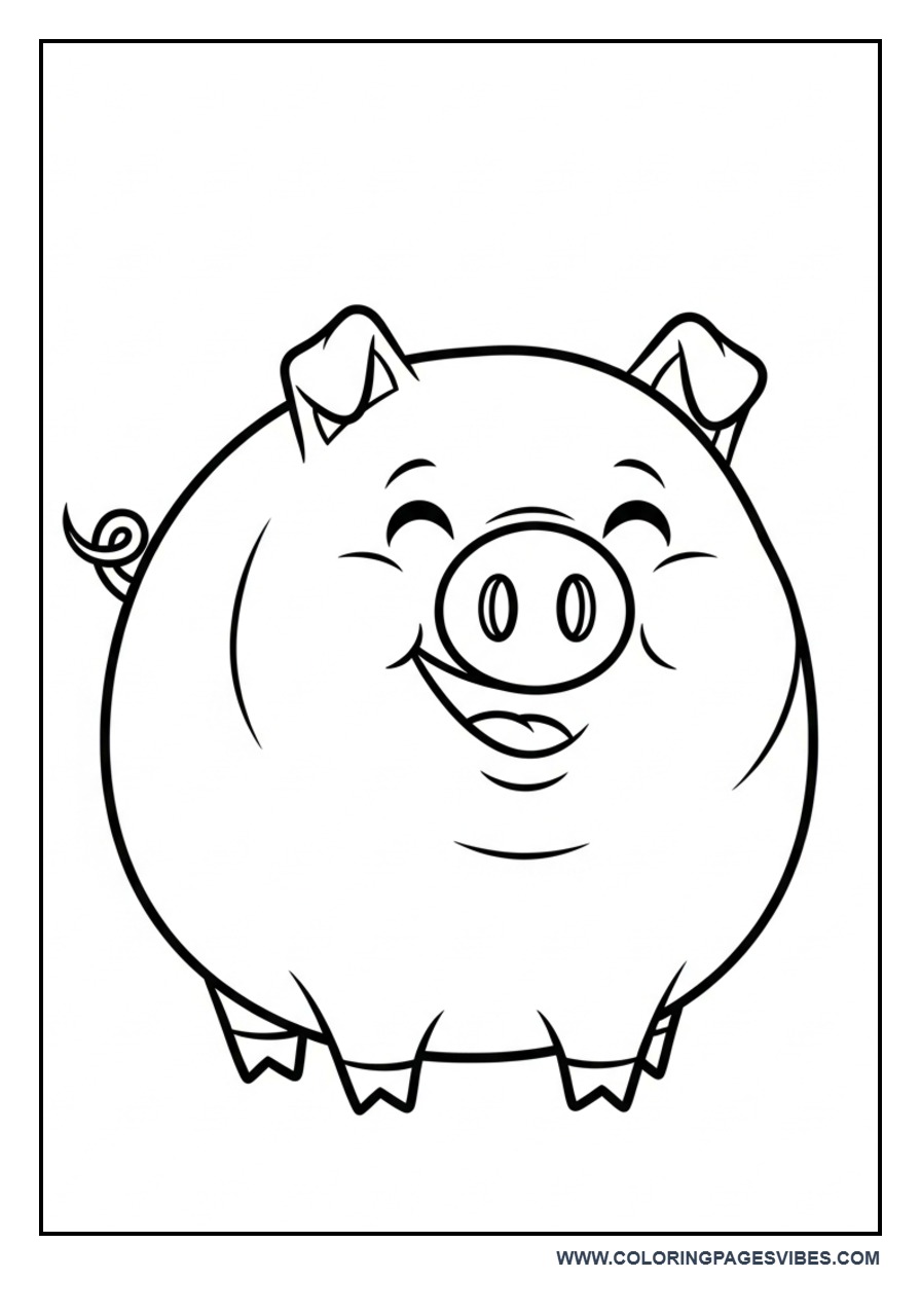 Easy Pig Coloring Page for Kids