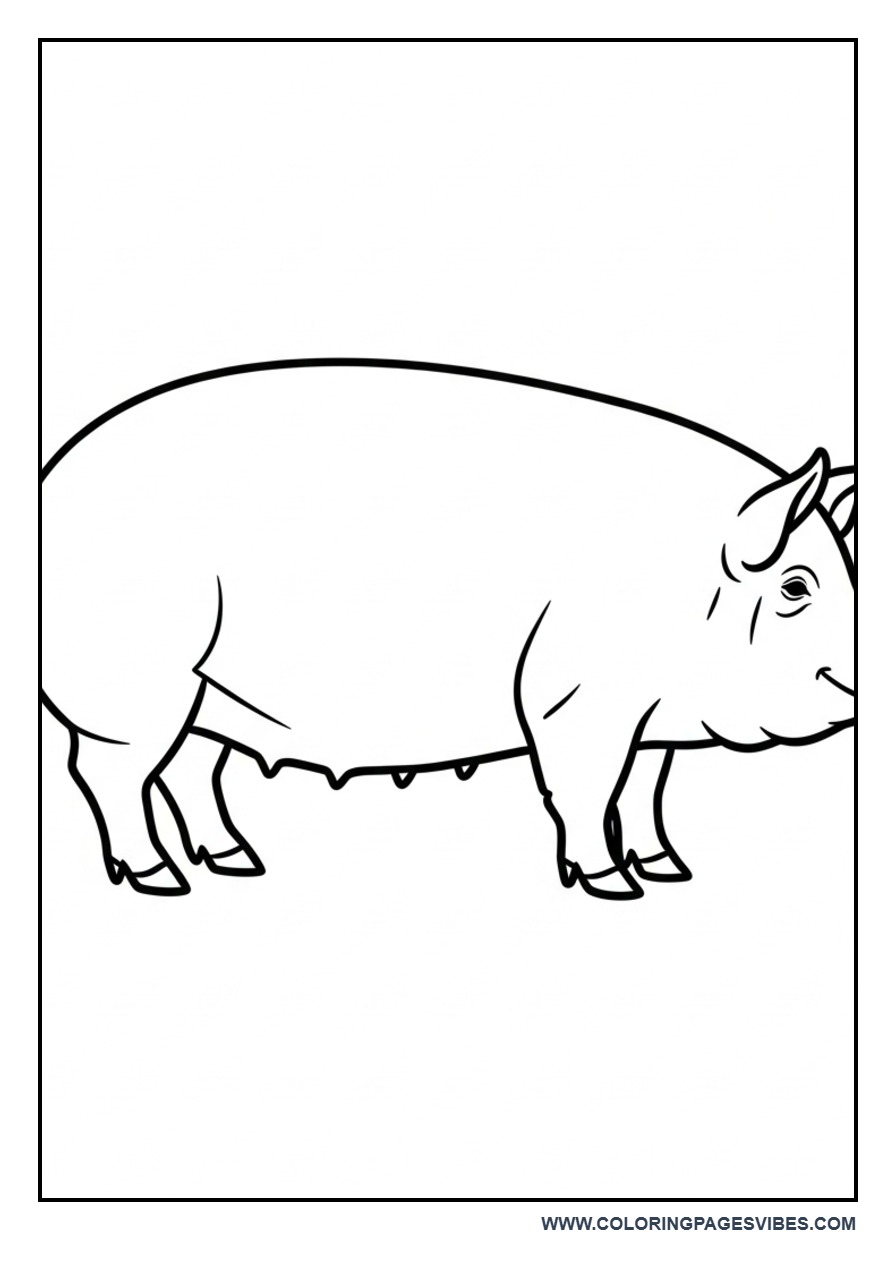 Standing Pig Side View Coloring Page
