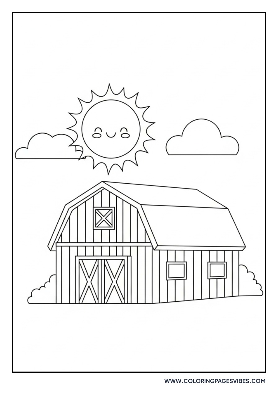 Cute Barn and Sun