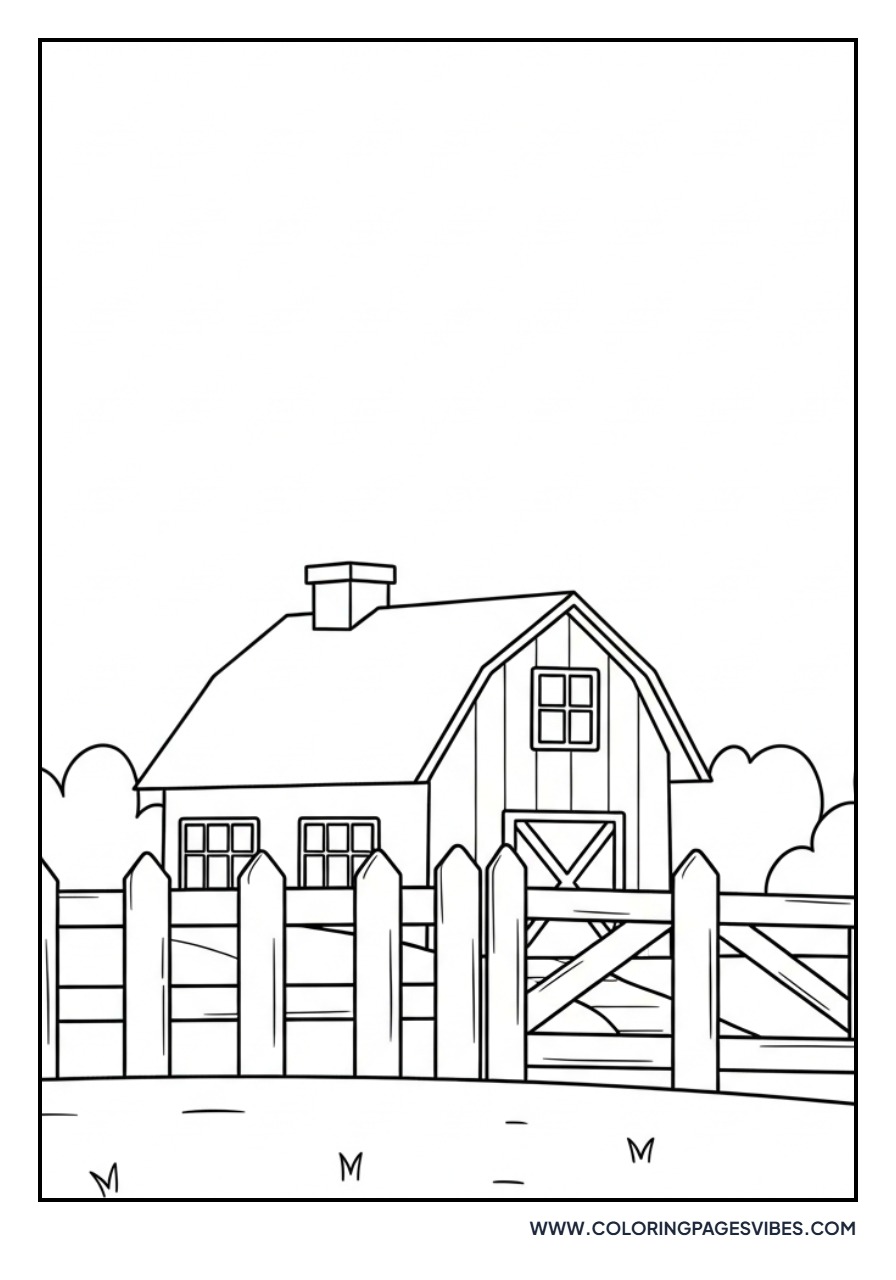 Farmhouse Behind Fence