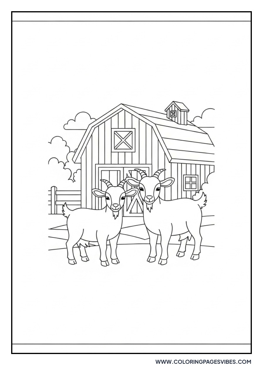 Goats Near the Barn