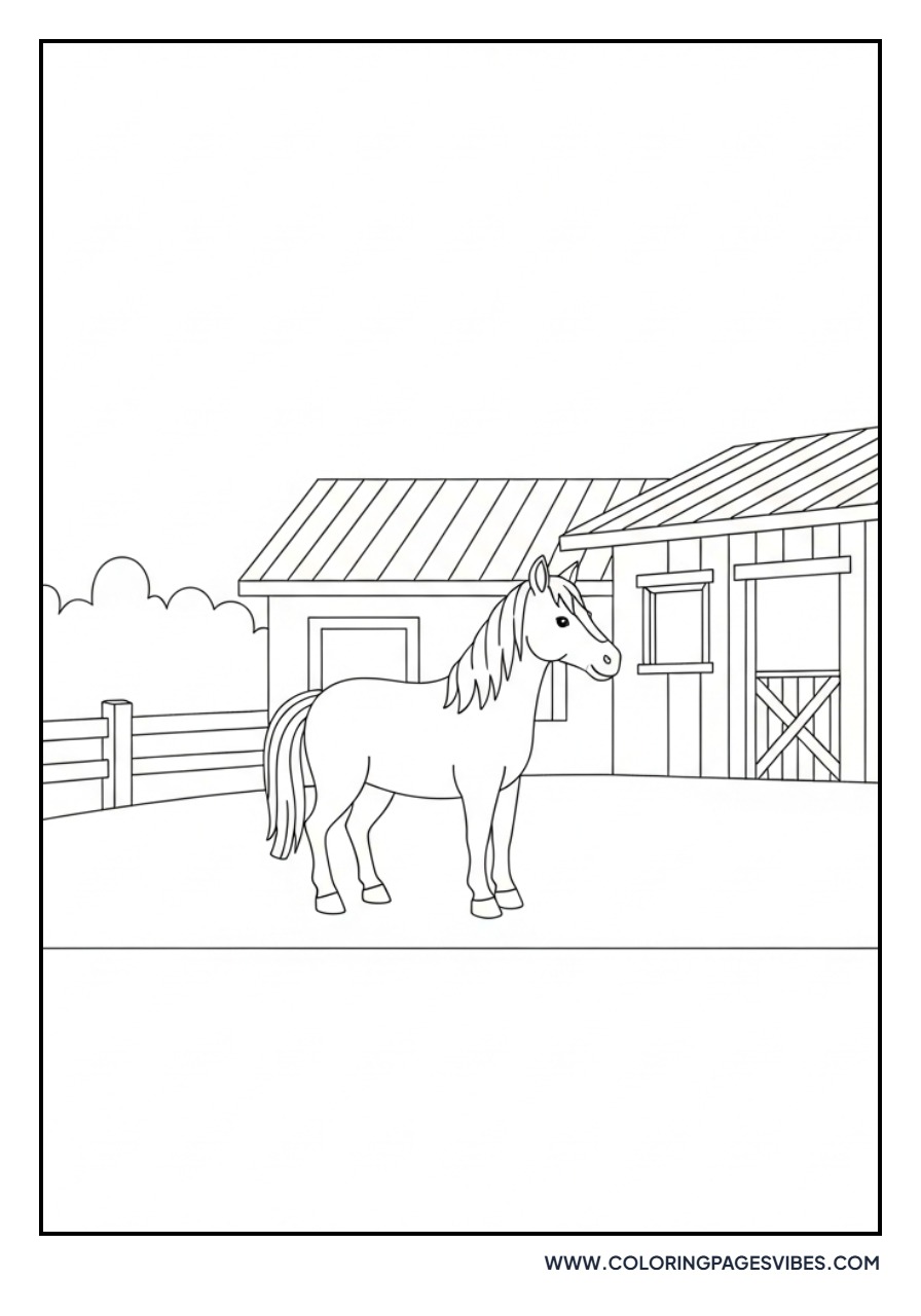 Horse Near Stable