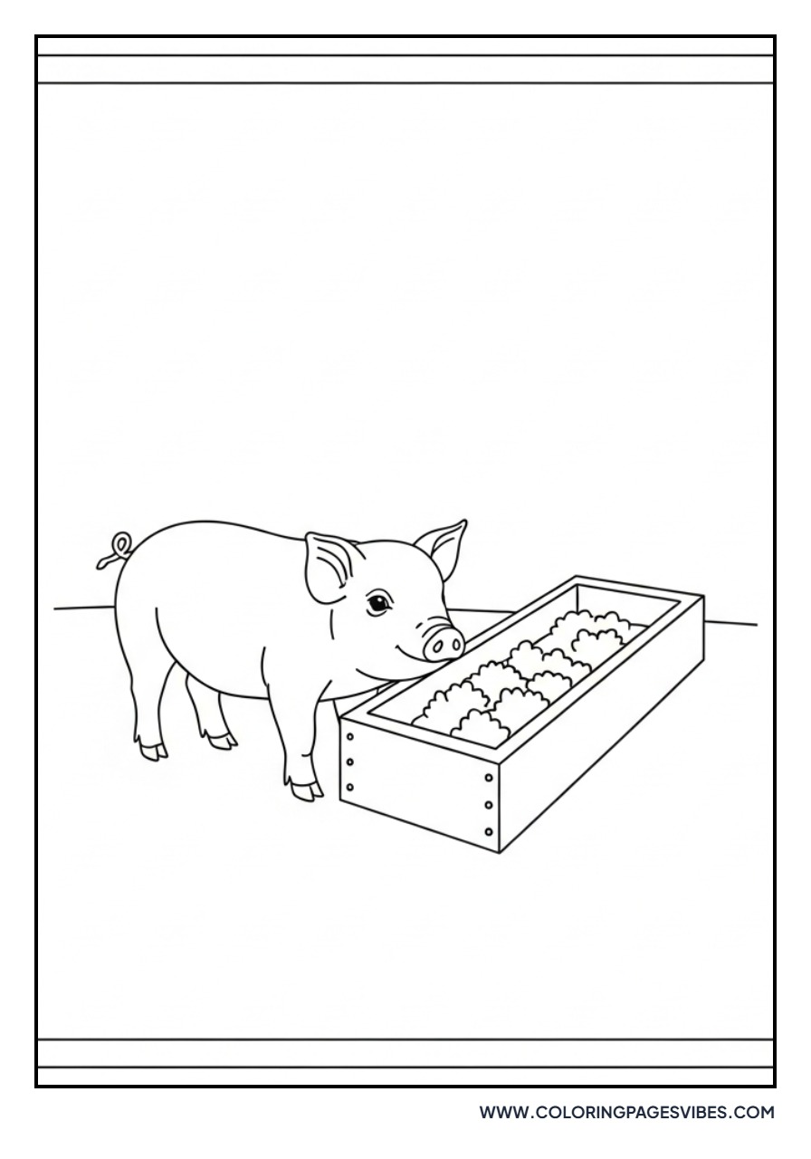 Piglet Near Trough