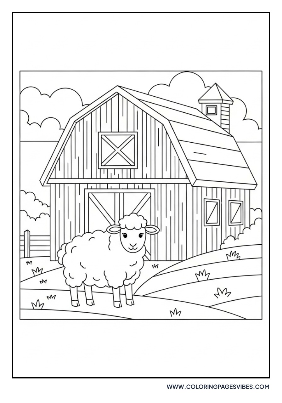 Sheep Near the Barn