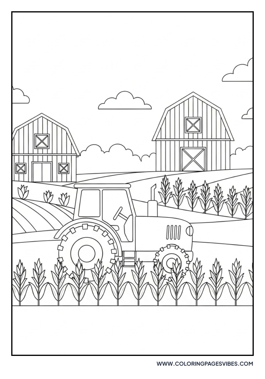 Tractor in Corn Field