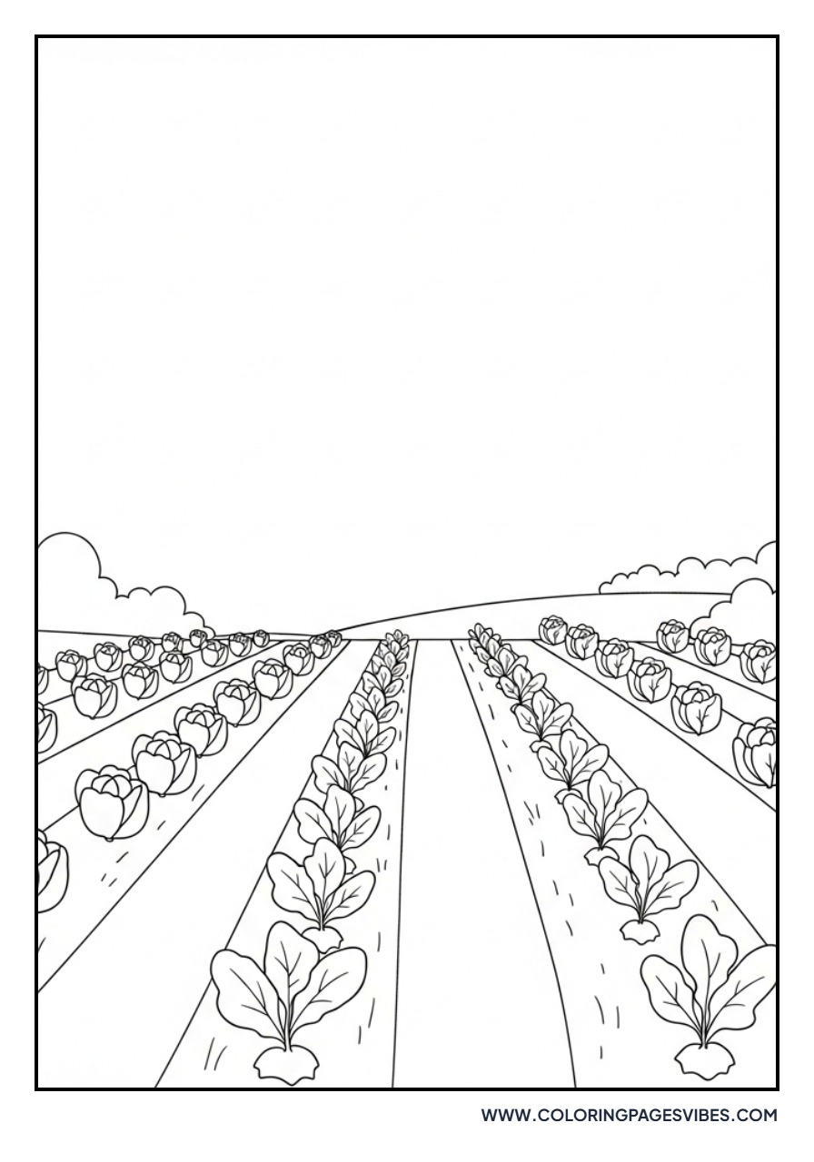 Vegetable Rows on Farm