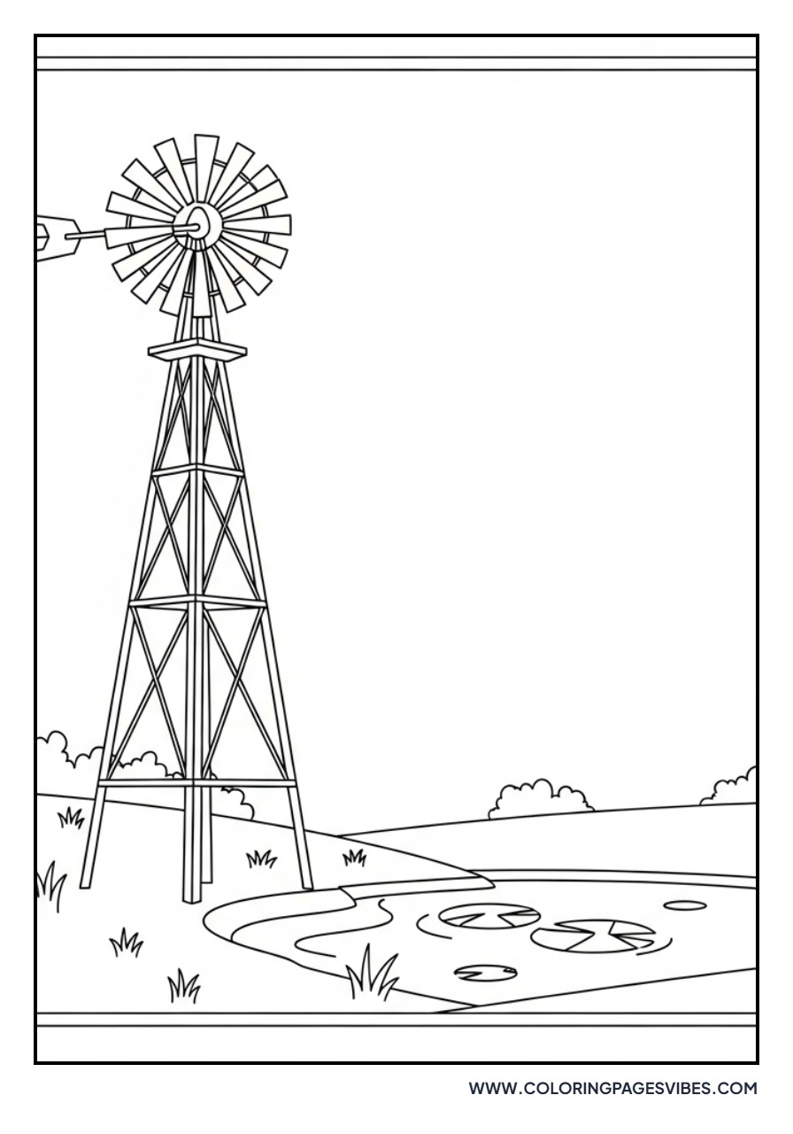 Windmill by the Pond
