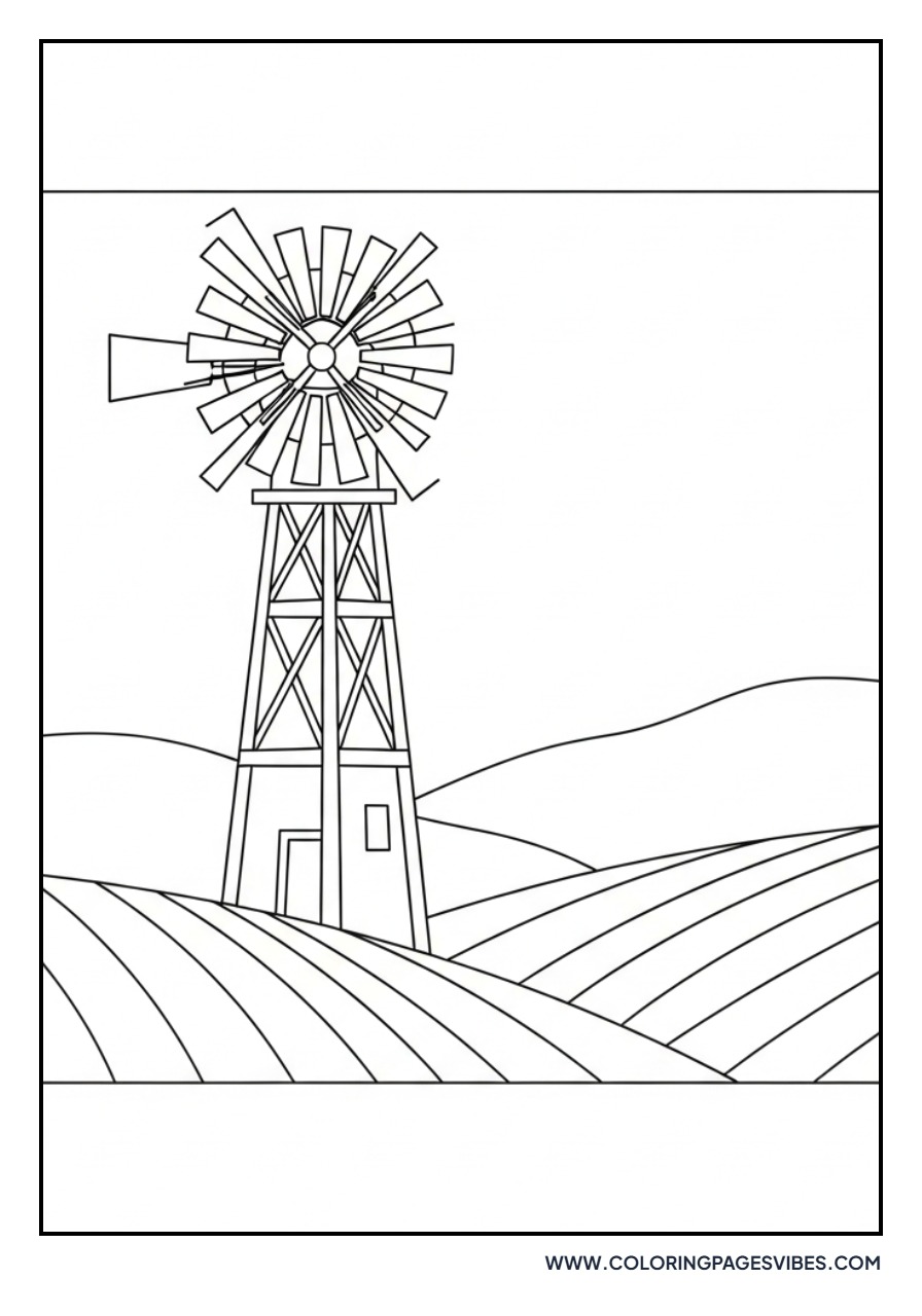 Windmill on Rolling Hills