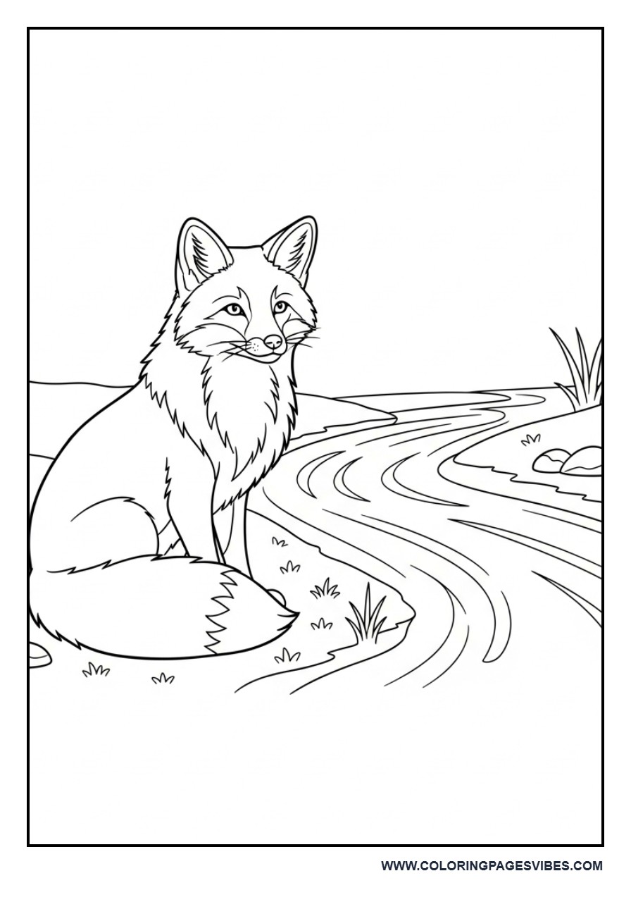Fox by a Small River