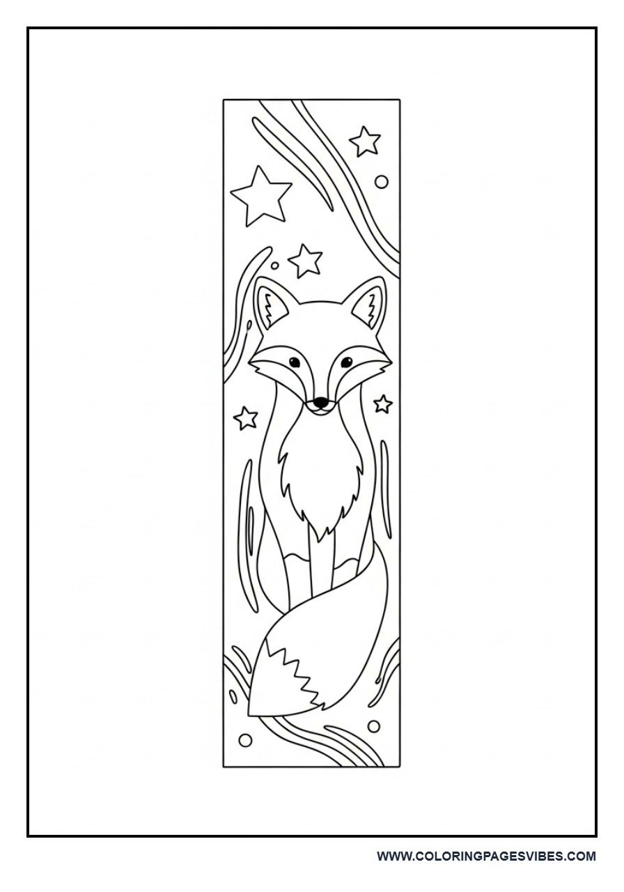 Fox Coloring Bookmark