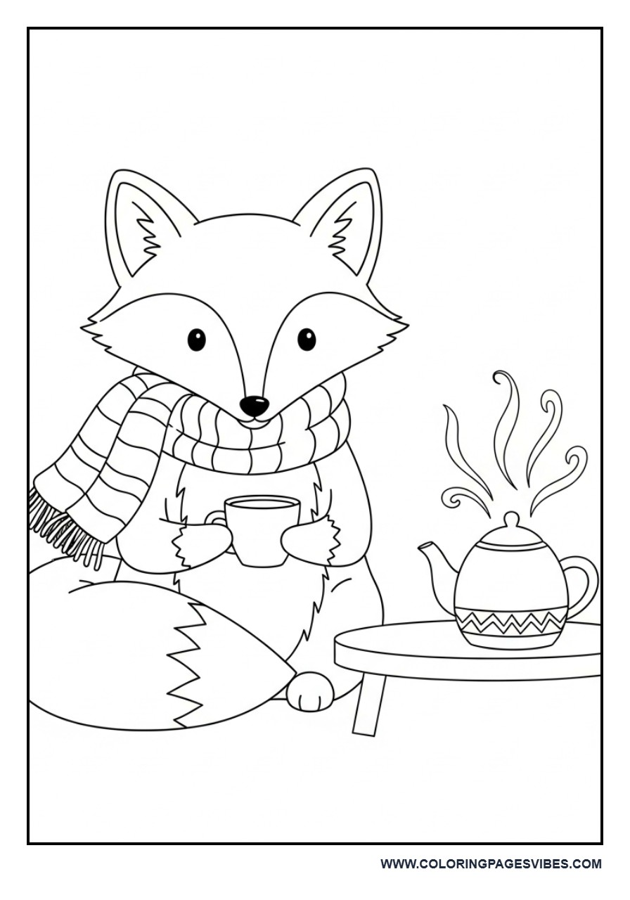 Fox Drinking Tea