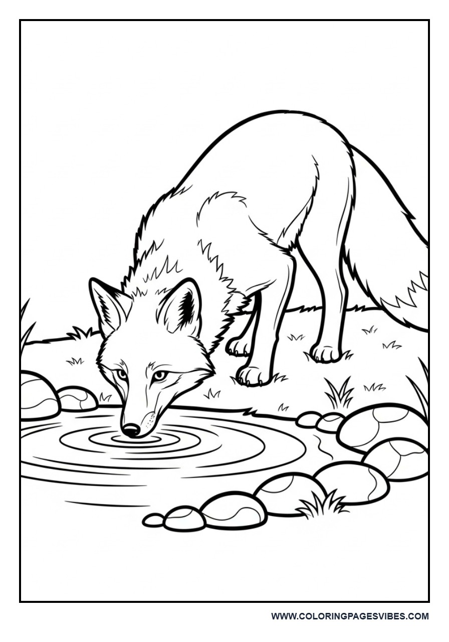 Fox Drinking Water