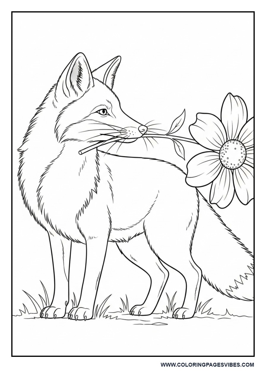 Fox Holding a Flower