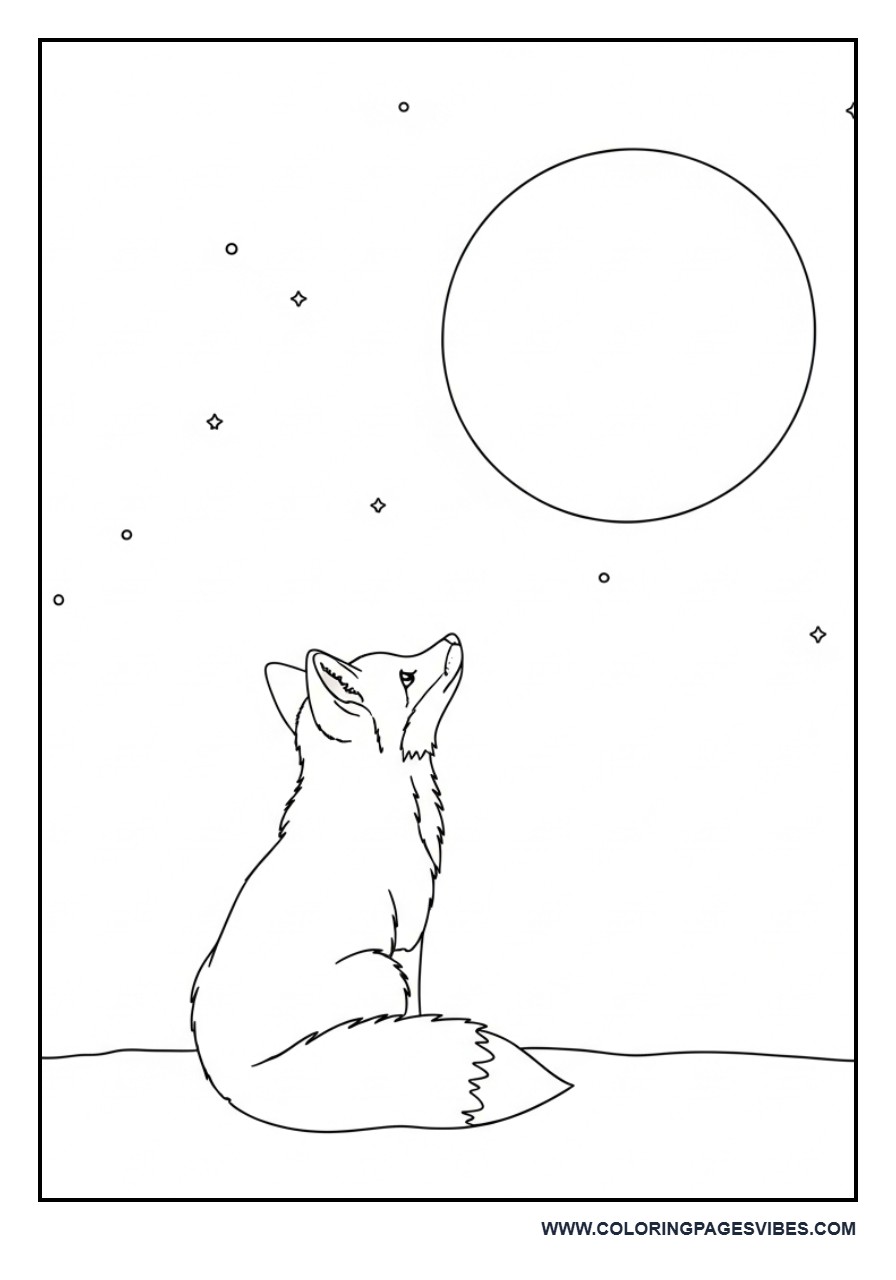 Fox Looking at Moon