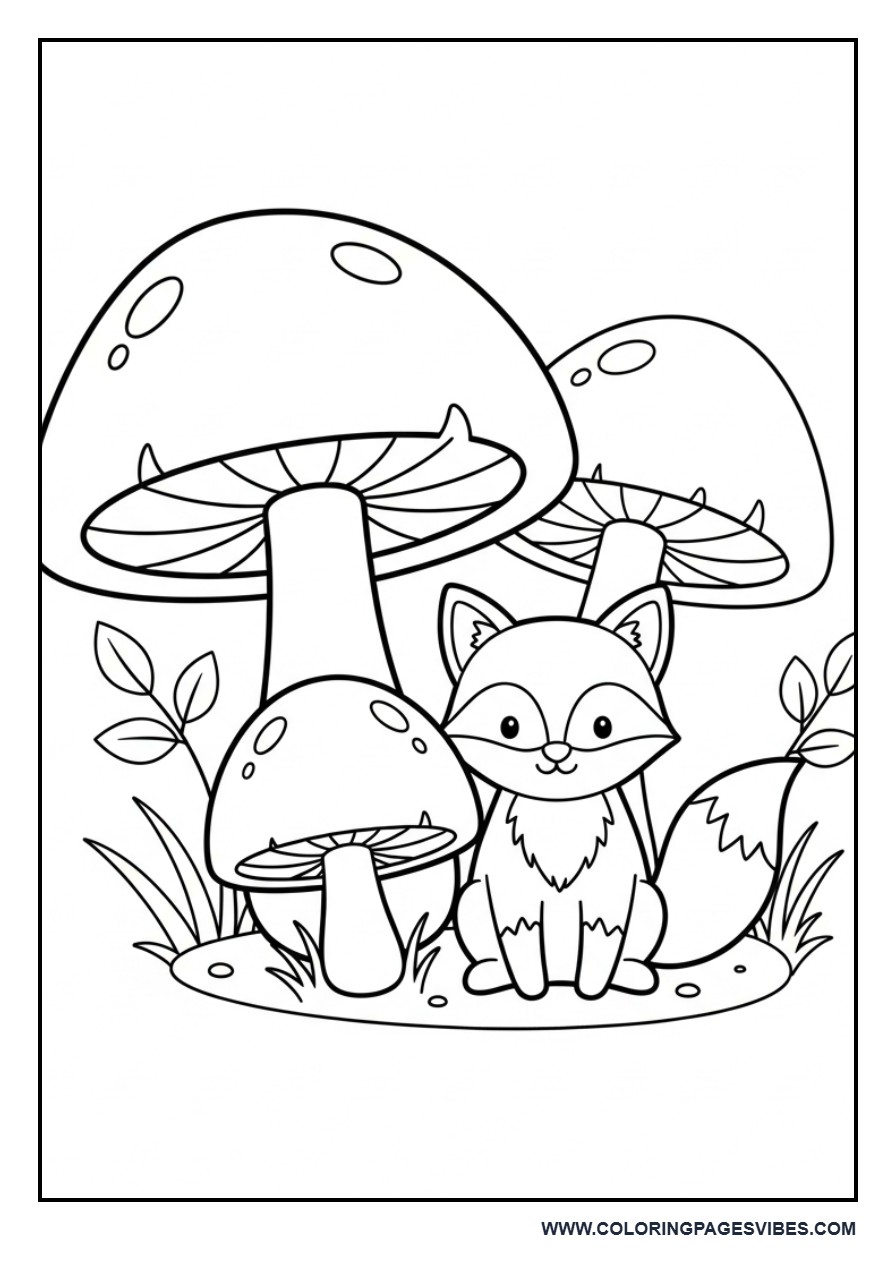 Fox Near Mushroom