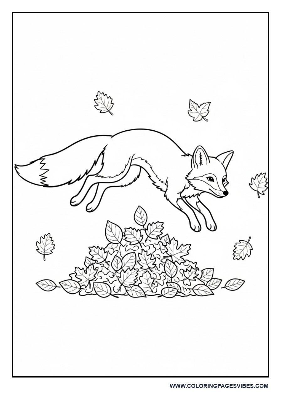 Fox Playing in Leaves