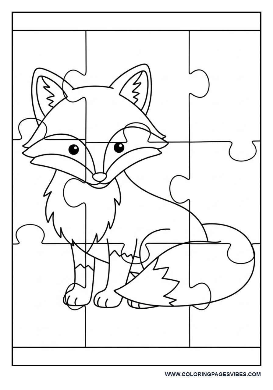 Fox Puzzle Coloring Page