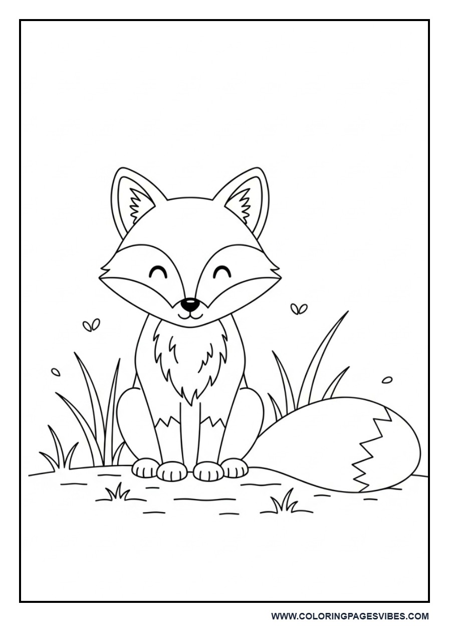 Fox Sitting in Grass