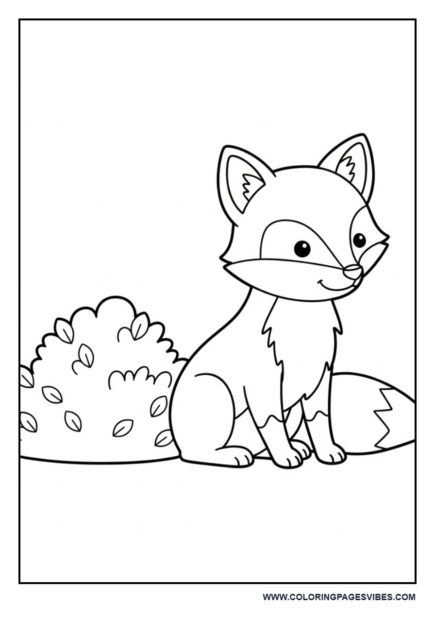 Fox Sitting Near a Bush