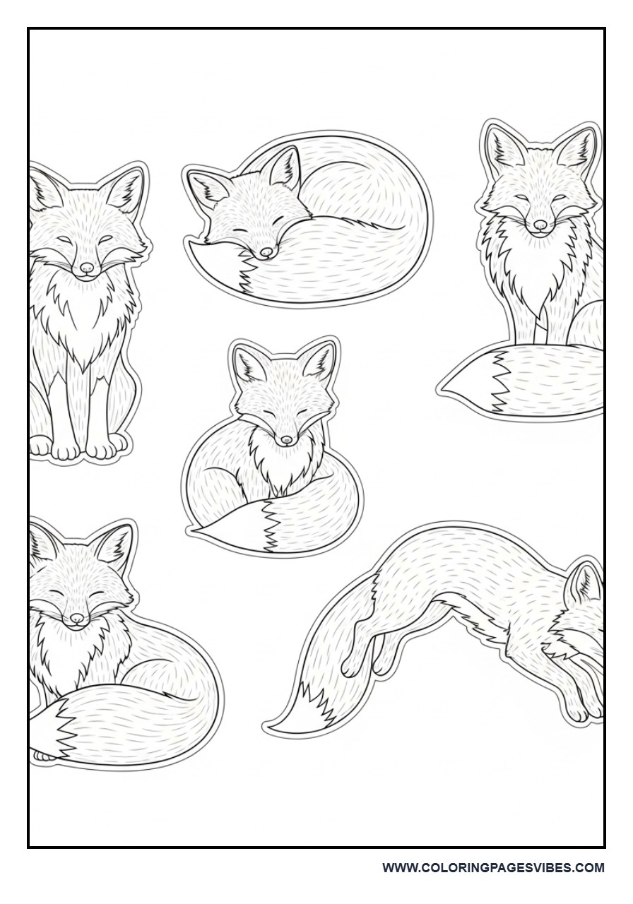Fox Sticker Sheet Layout
