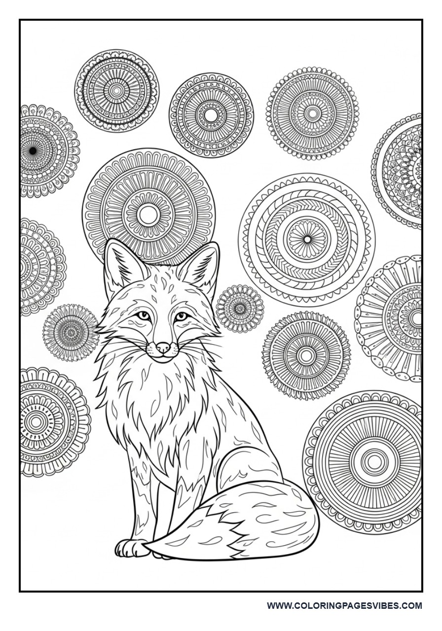 Fox Surrounded by Pattern Rings