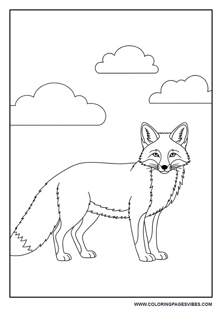 Fox Under Cloudy Sky