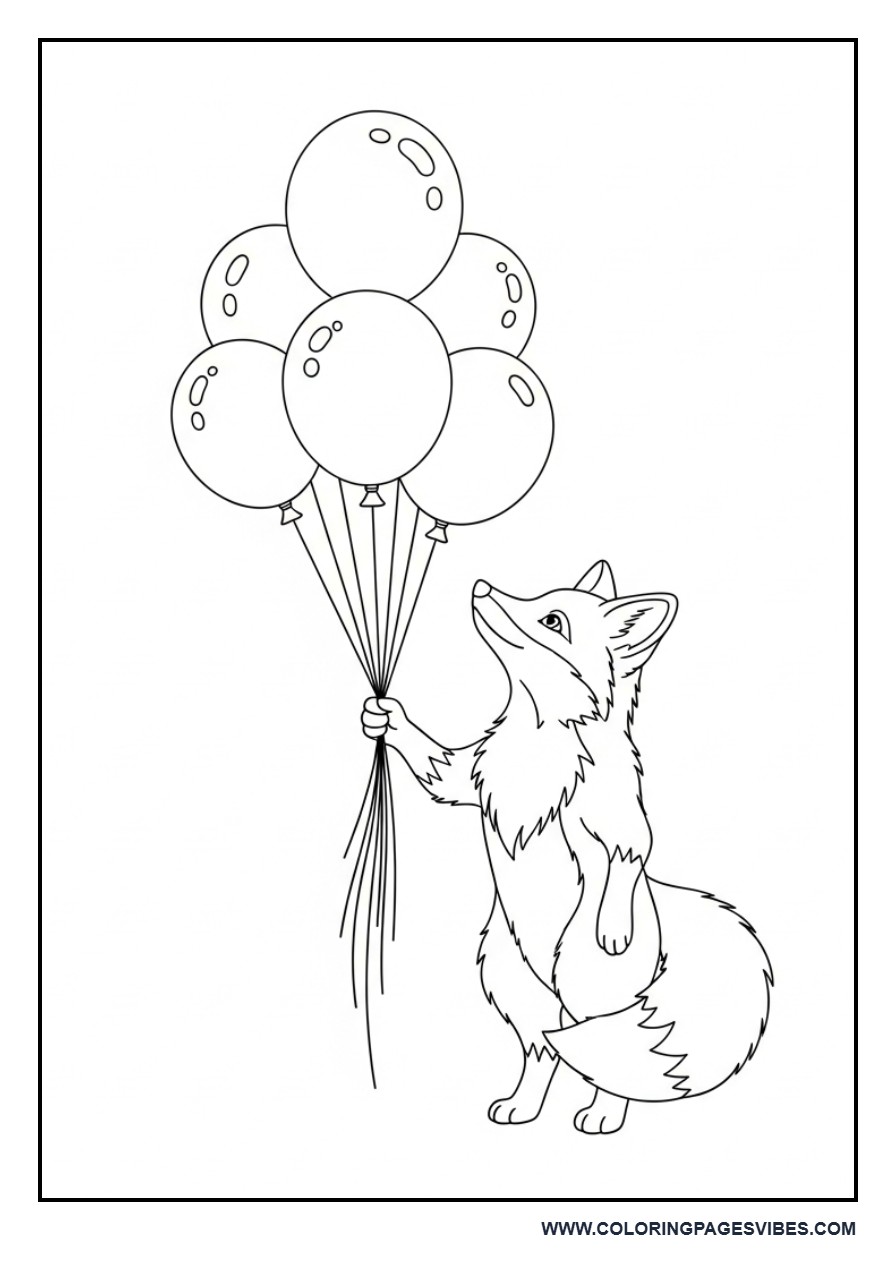Fox with Balloons