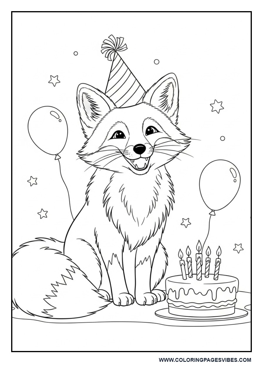 Fox with Birthday Cake