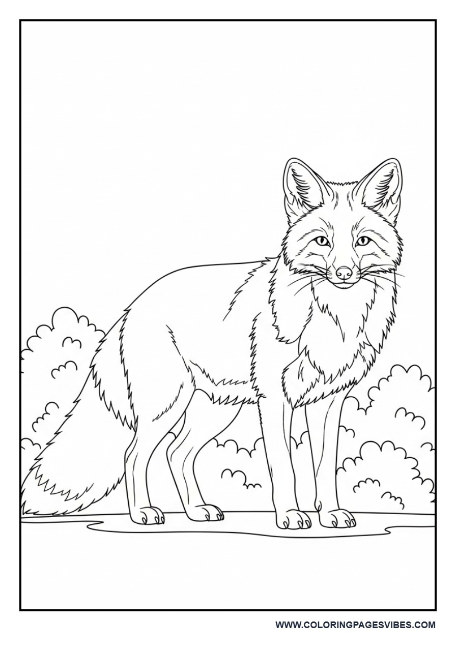 Fox with Bush Background