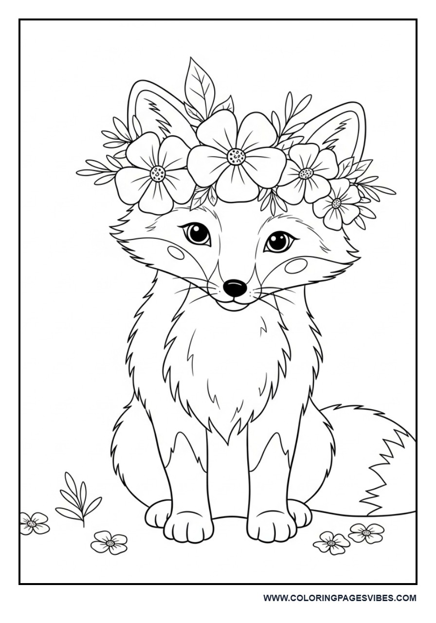 Fox with Flower Crown