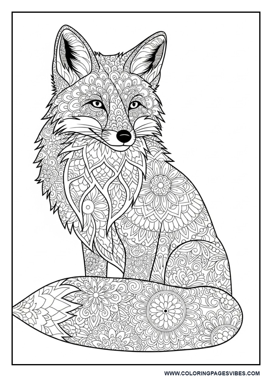 Fox with Patterned Fur Texture