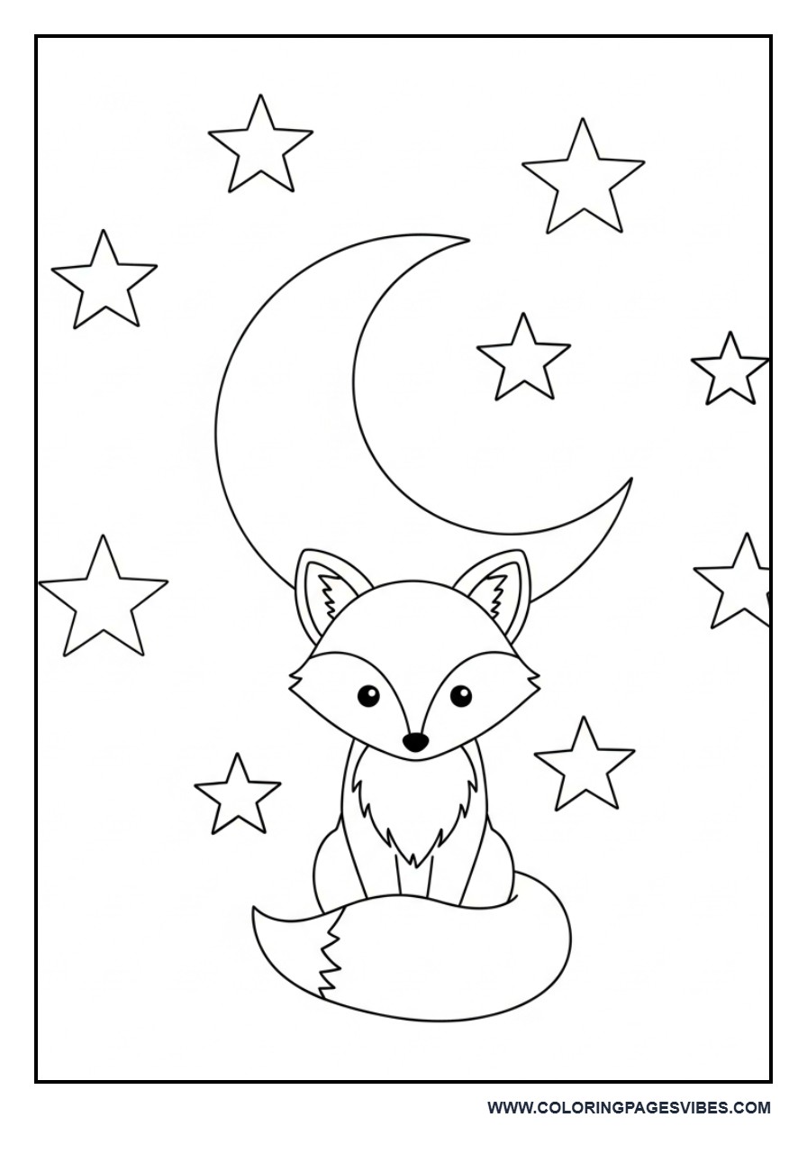 Fox with Stars and Moon