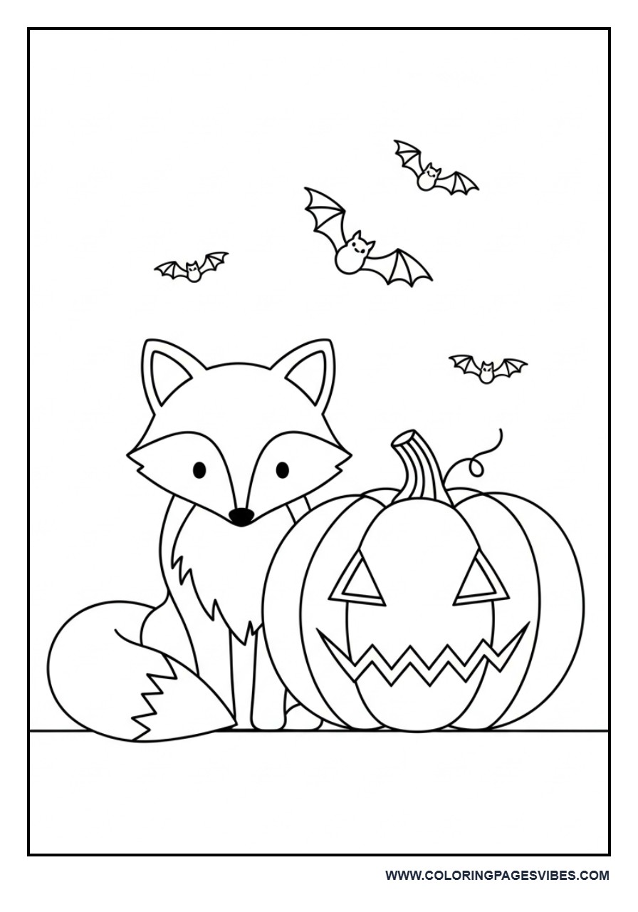 Halloween Fox with Pumpkin