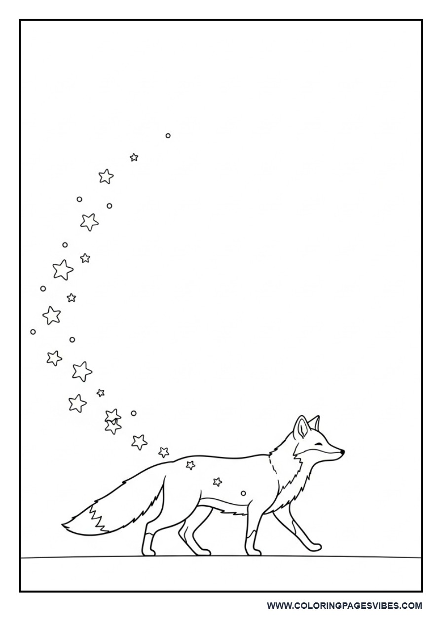 Magical Fox with Star Trail