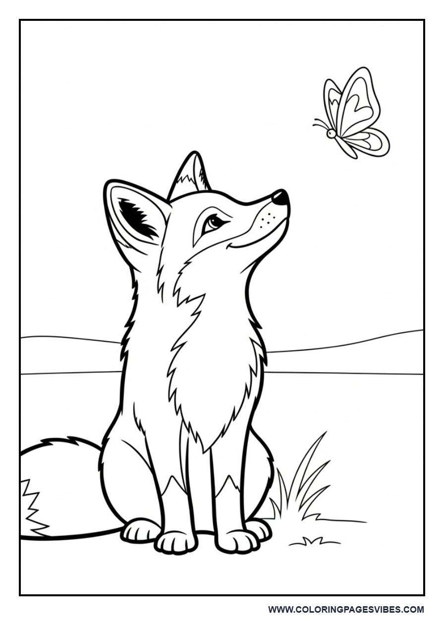 Playful Fox with Butterfly