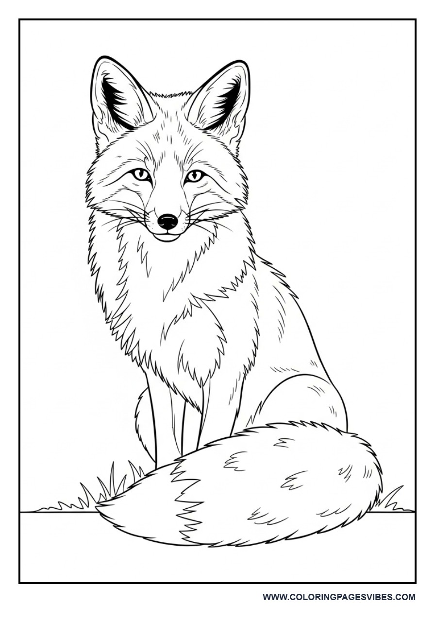 Realistic Sitting Fox